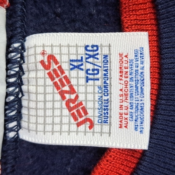 Vintage Morning Sun birds nest Holiday Christmas XL navy blue & red sweatshirt - Picture 7 of 7